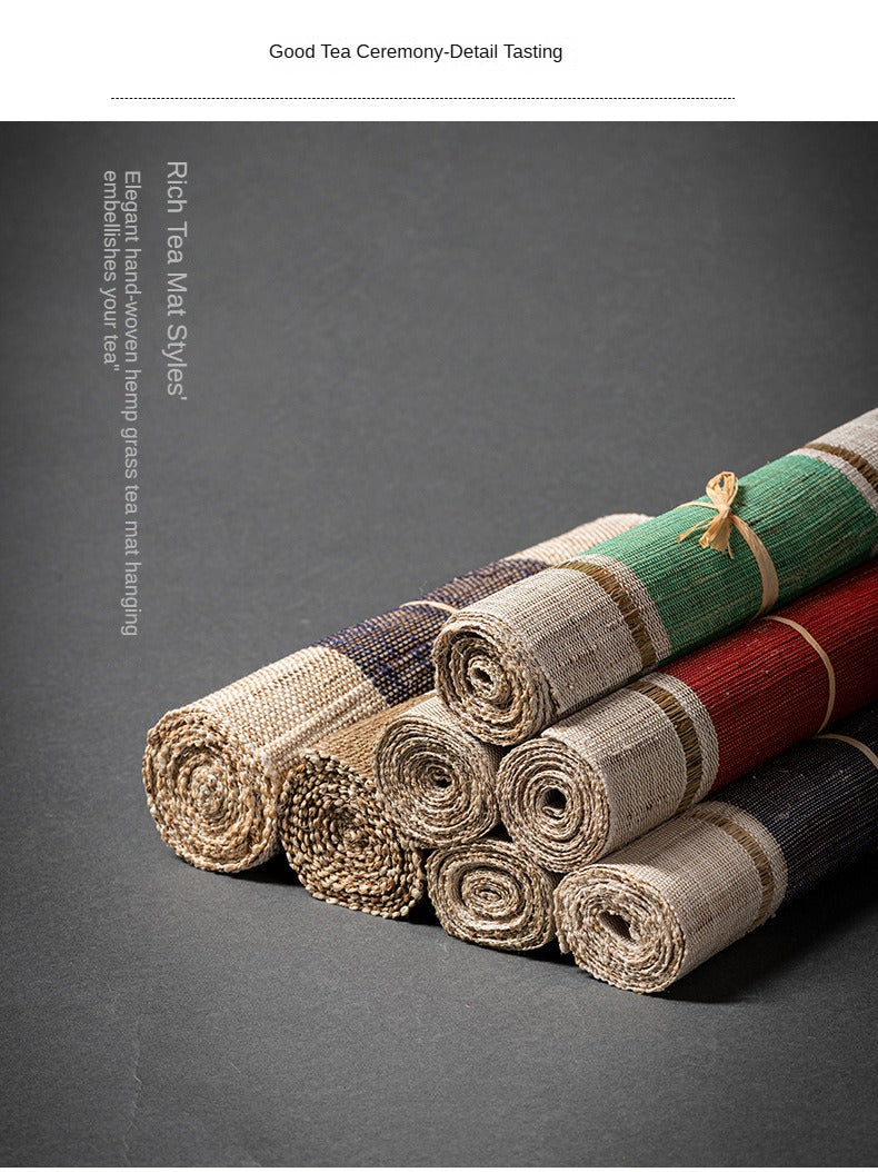 Hand-woven hemp grass tea mat