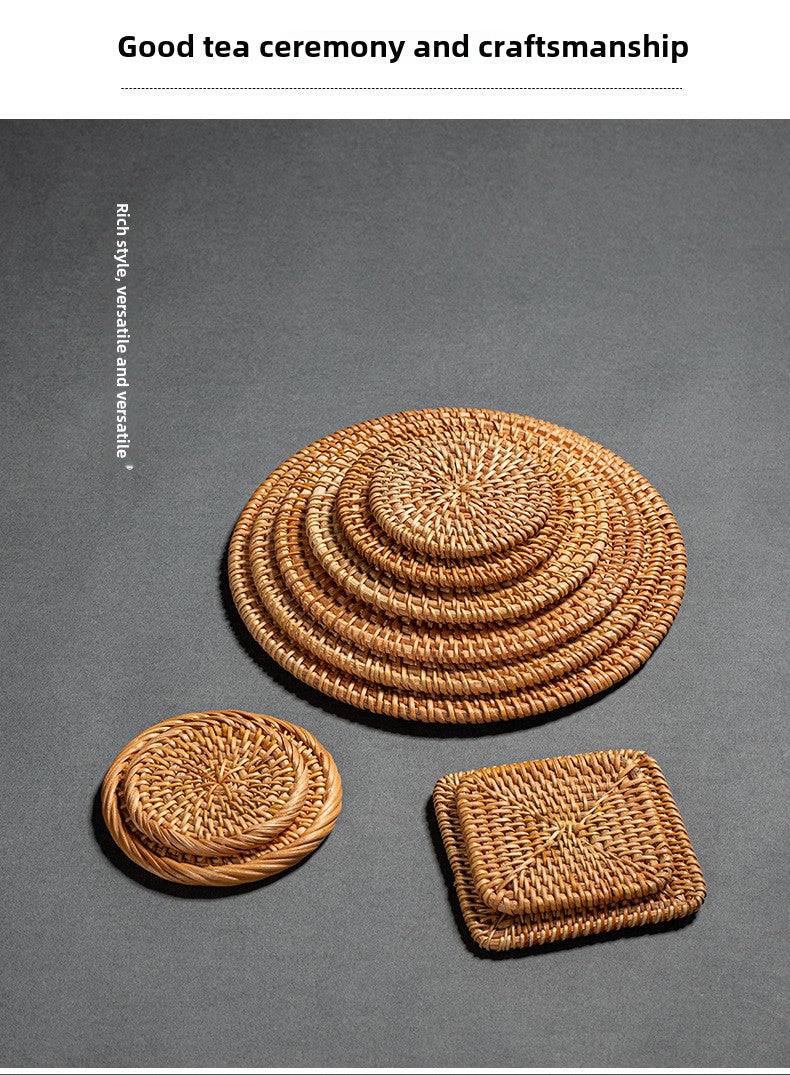 Rattan Woven Coaster Pot
