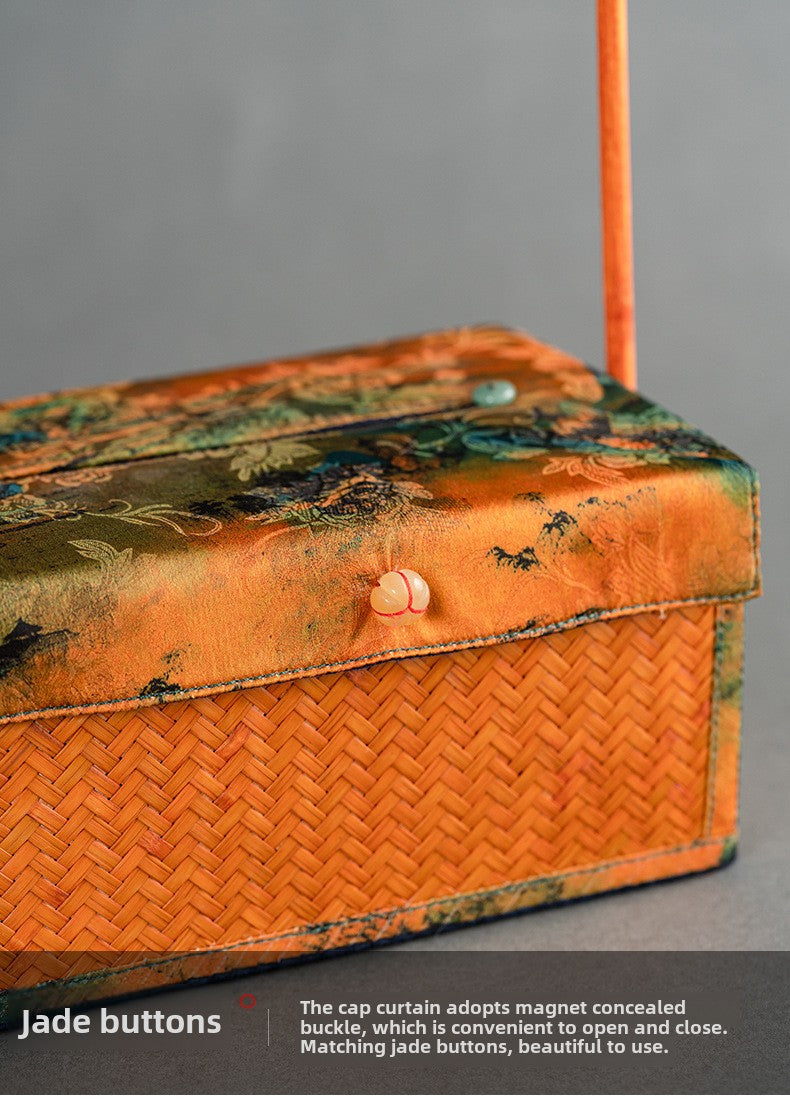 Chinese Style Retro Bamboo Woven Handheld Tissue Box