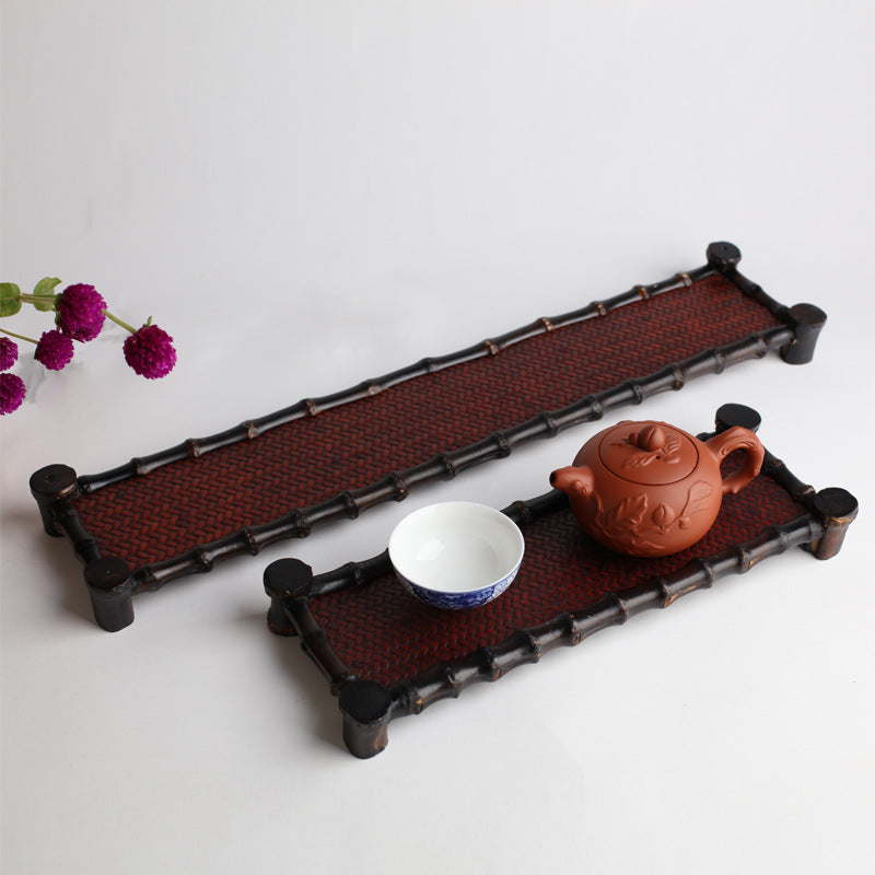 Old Bamboo Whip Mat Cup Holder Saucer