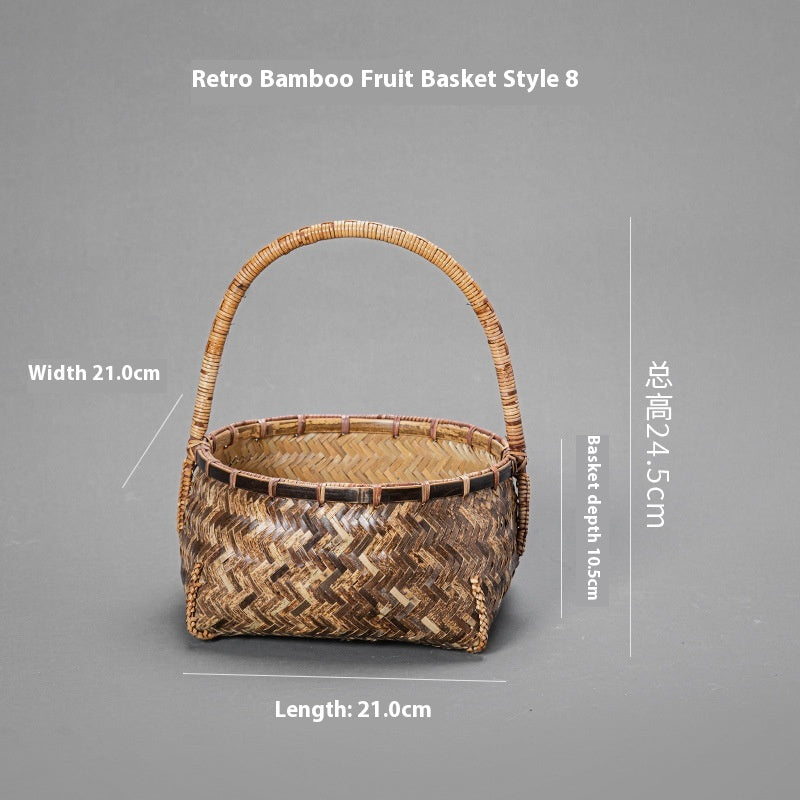 Bamboo Basket Old-Fashioned Portable Small Basket