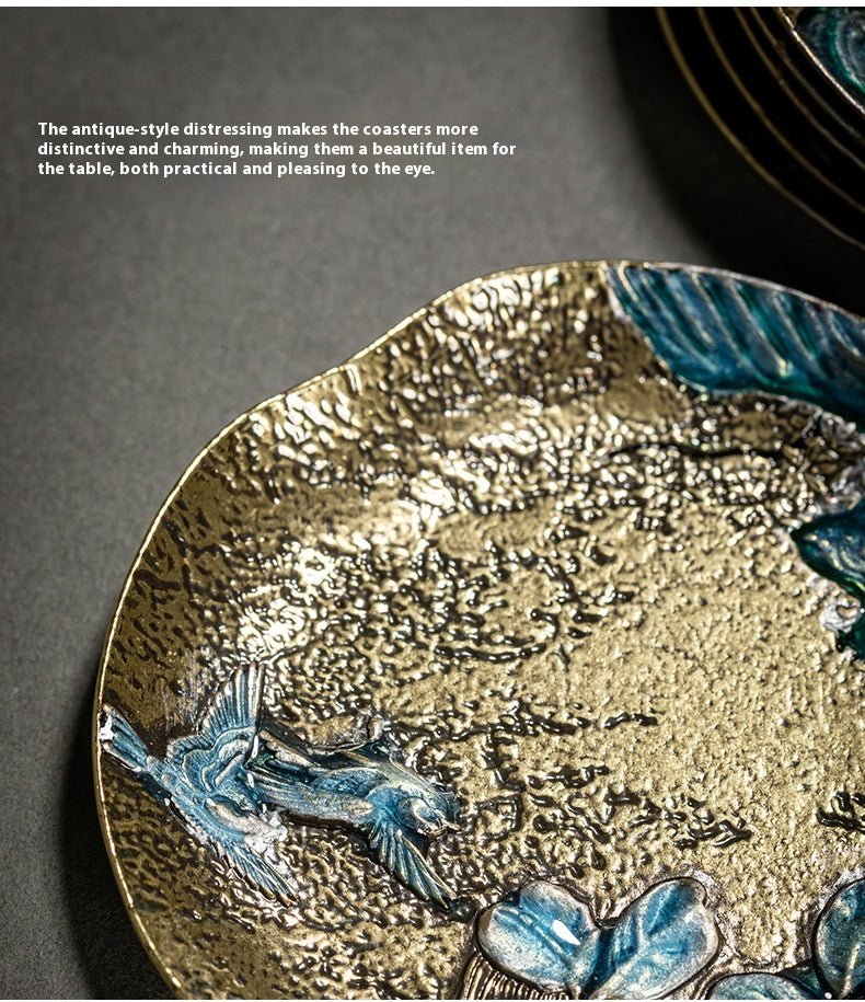 Enamel Japanese Style Metal Tea Cup Coaster