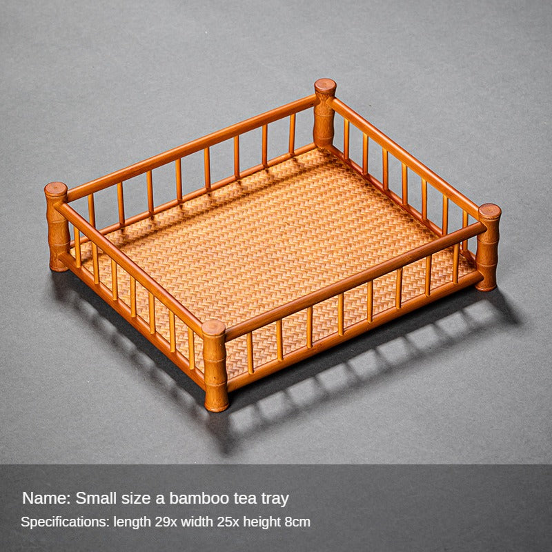Bamboo Woven Tea Set Storage Basket Frame