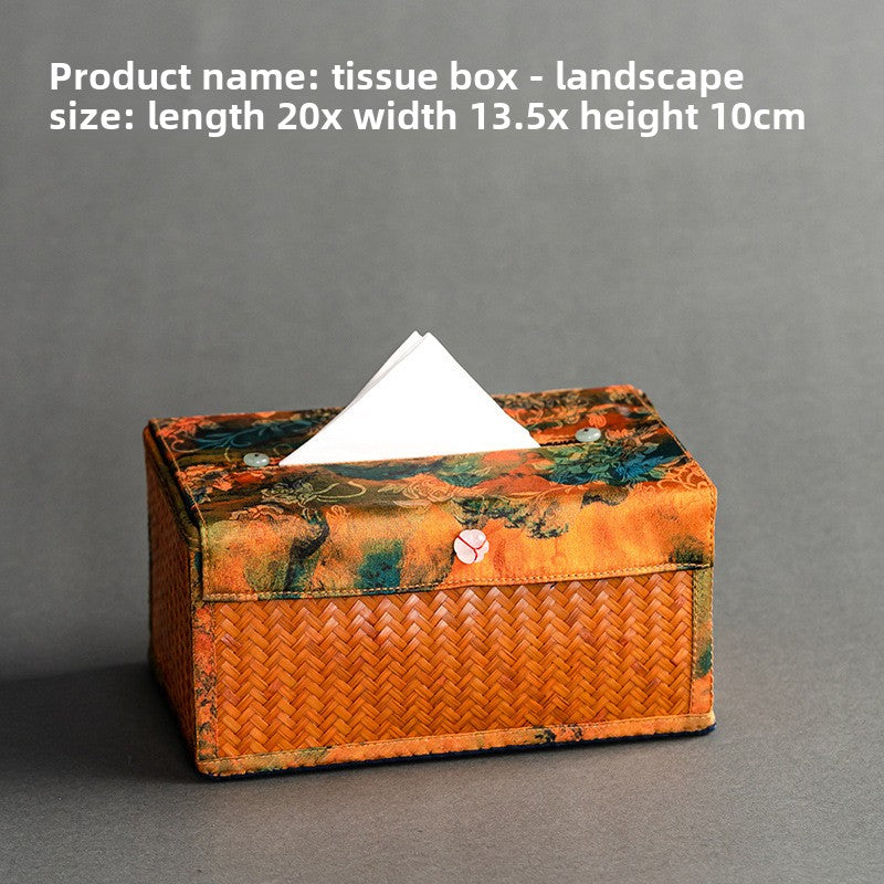 Chinese Style Retro Bamboo Woven Handheld Tissue Box