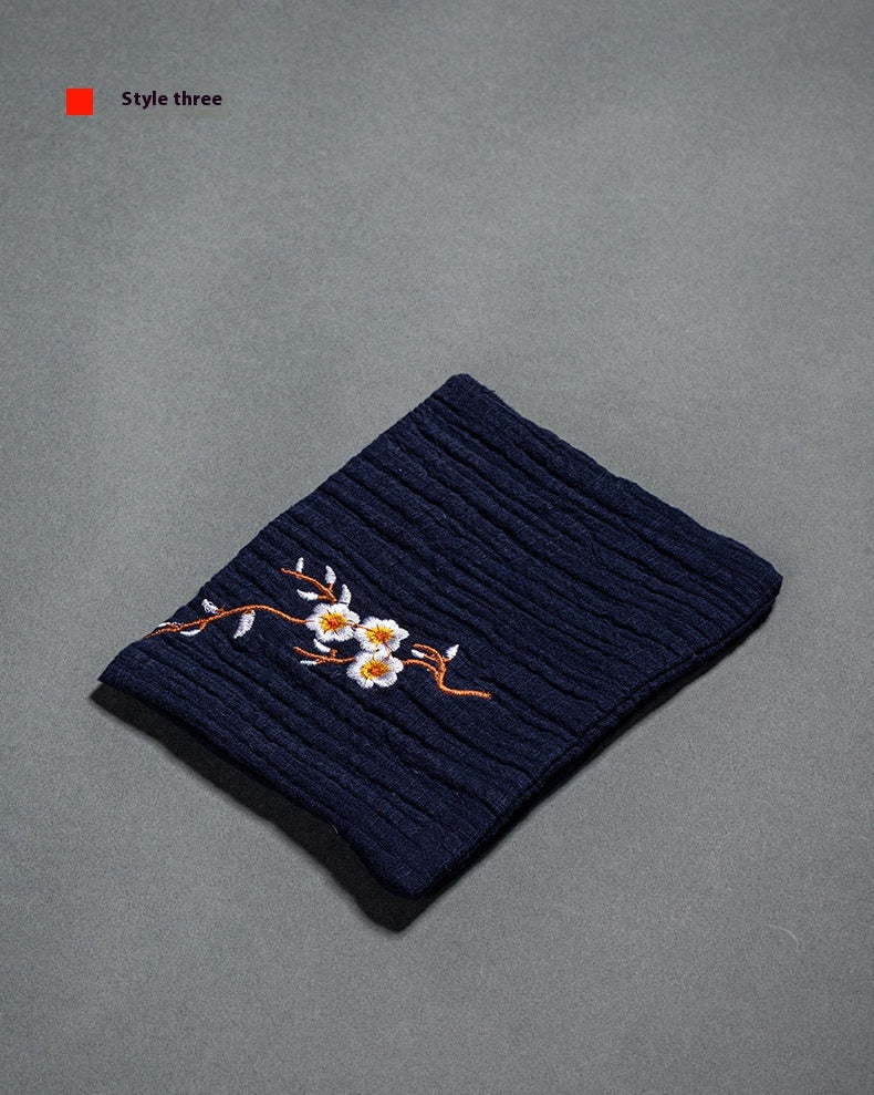 Cotton and Linen Embroidered Tea Towel