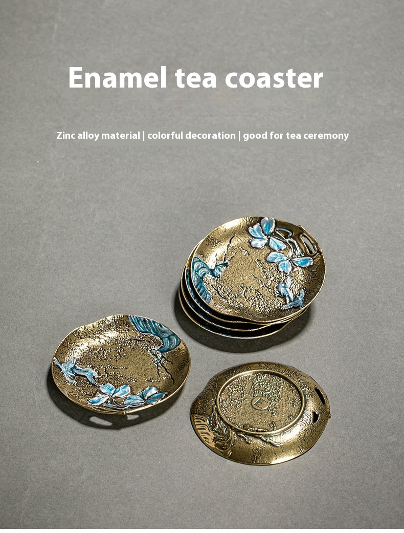 Enamel Japanese Style Metal Tea Cup Coaster