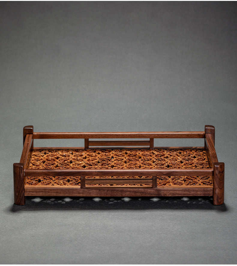 Chinese Style Walnut Black Walnut Wood Tea Set Storage Tray