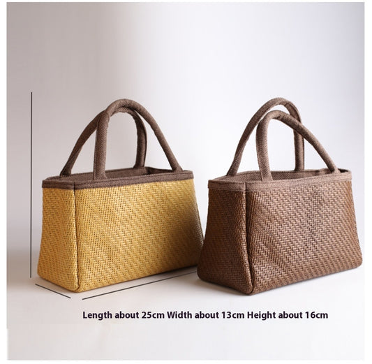Rattan Woven Bag Tea Set Storage Bag