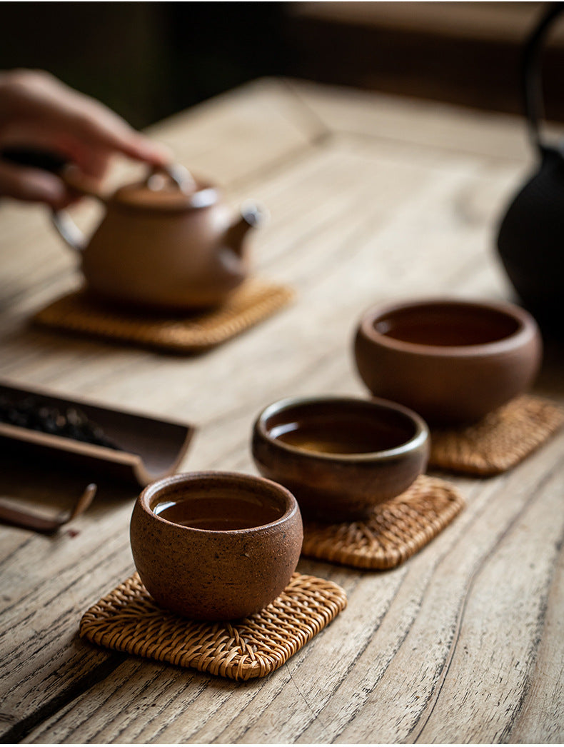 Rattan Woven Coaster Pot