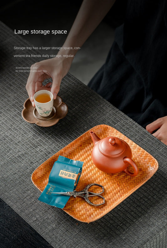 Chinese Style Bamboo Woven Tea Tray