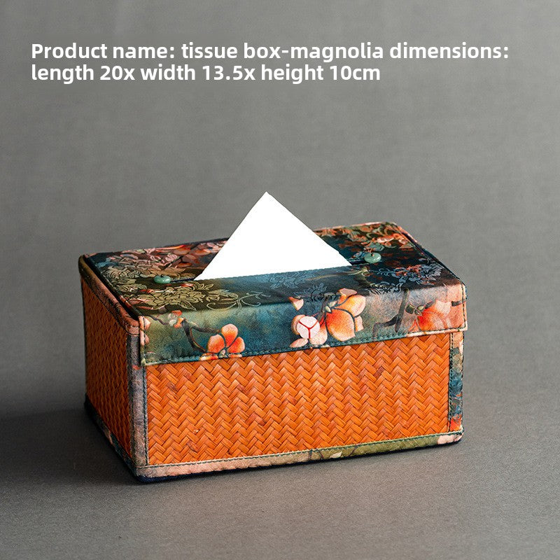Chinese Style Retro Bamboo Woven Handheld Tissue Box