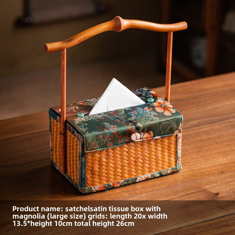 Chinese Style Retro Bamboo Woven Handheld Tissue Box