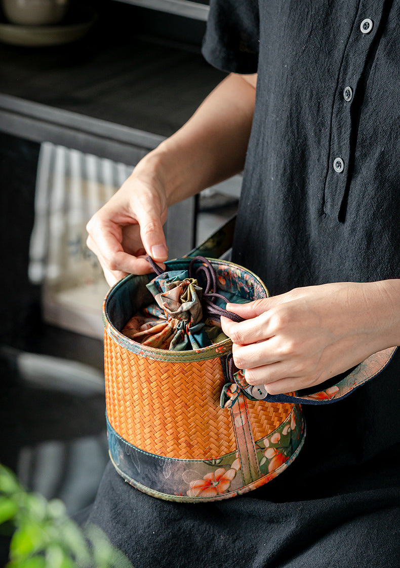Chinese-Style Portable Bamboo Storage Bag