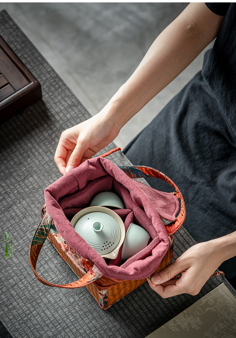Chinese-Style Portable Bamboo Storage Bag