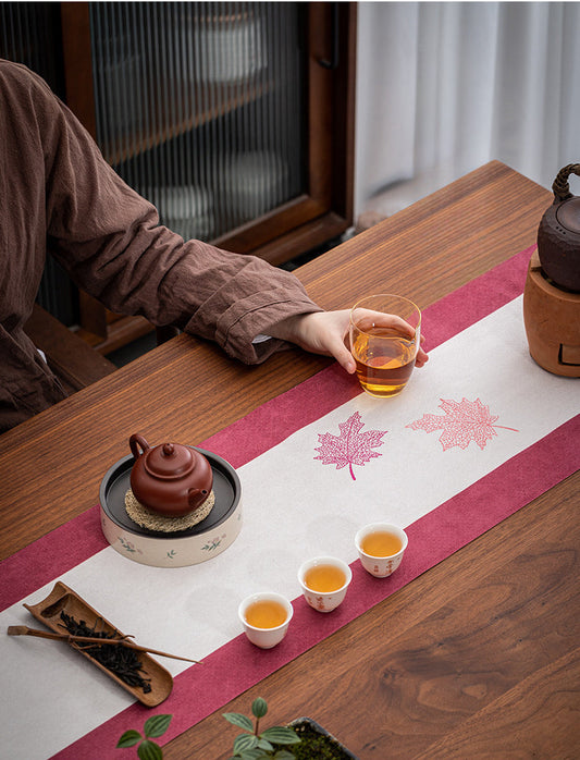 New Chinese Style Retro Embroidered Suede Tea Mat
