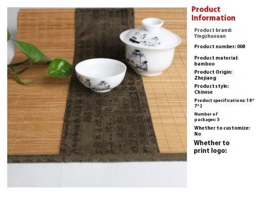 Bamboo Tea Mat Zen Style Fabric Handmade Color Block Tea Mat
