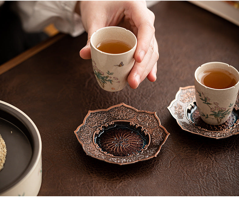 Enamel Japanese Style Metal Tea Cup Coaster
