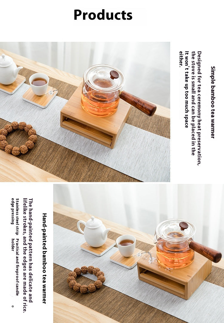 Bamboo Base Tea Warmer Candle Heater