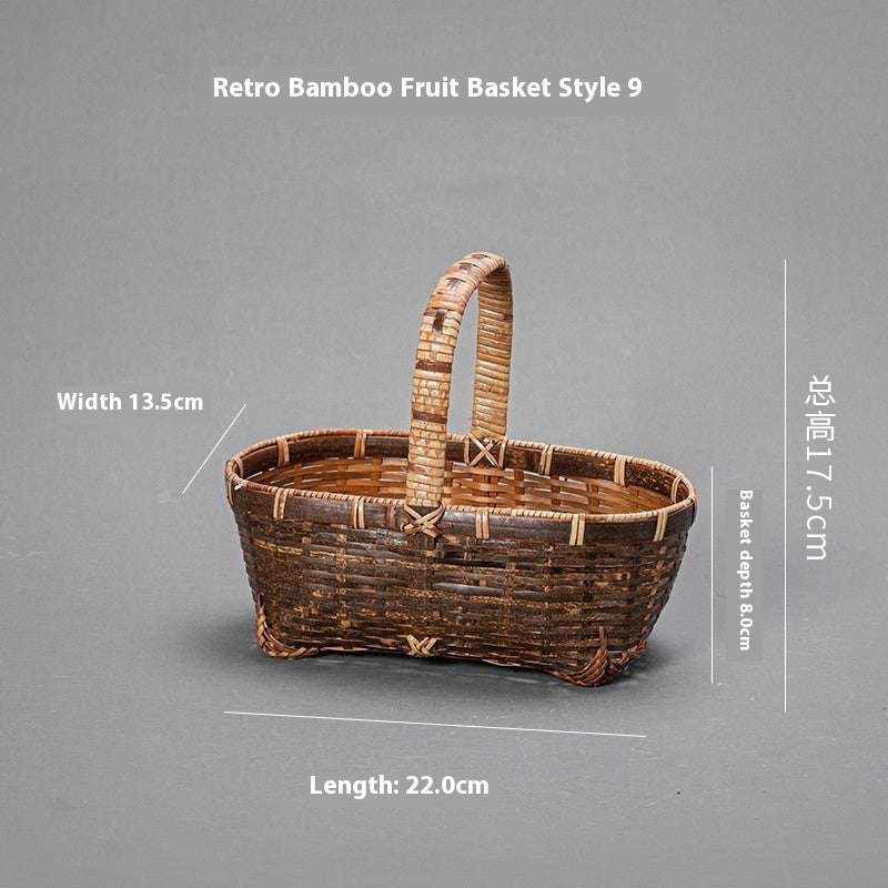 Bamboo Basket Old-Fashioned Portable Small Basket