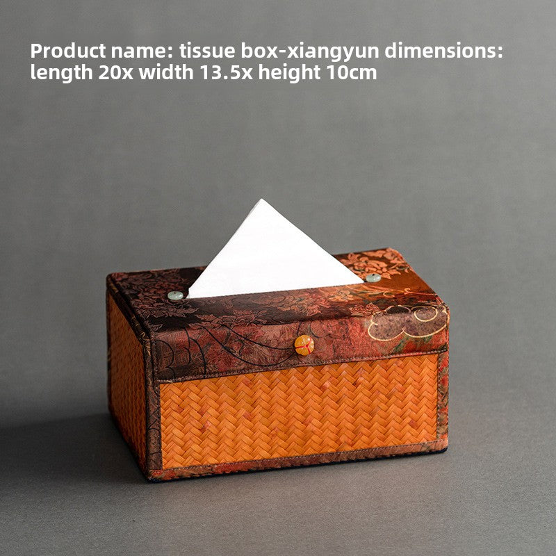 Chinese Style Retro Bamboo Woven Handheld Tissue Box