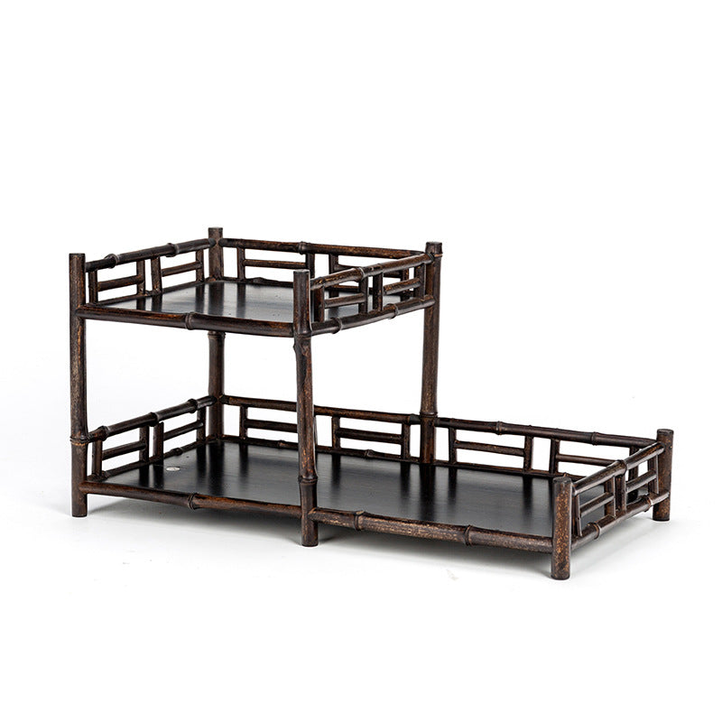 Zen-inspired Bamboo and Ancient Vase Display Shelf