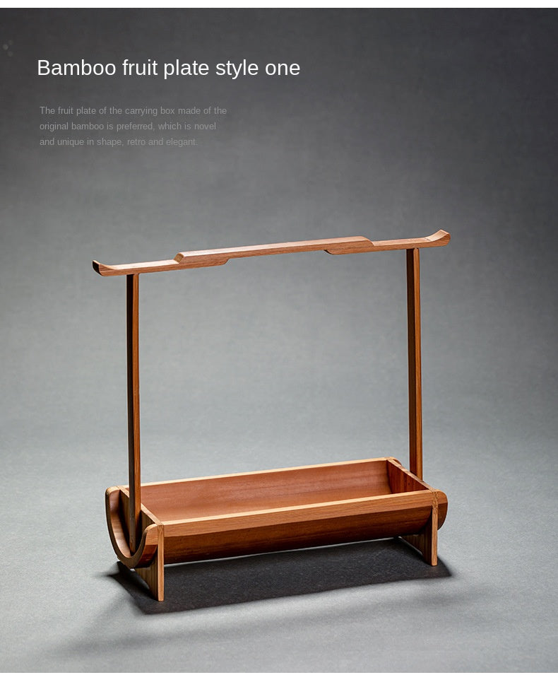 Chinese Style Bamboo Handle Tea Tray