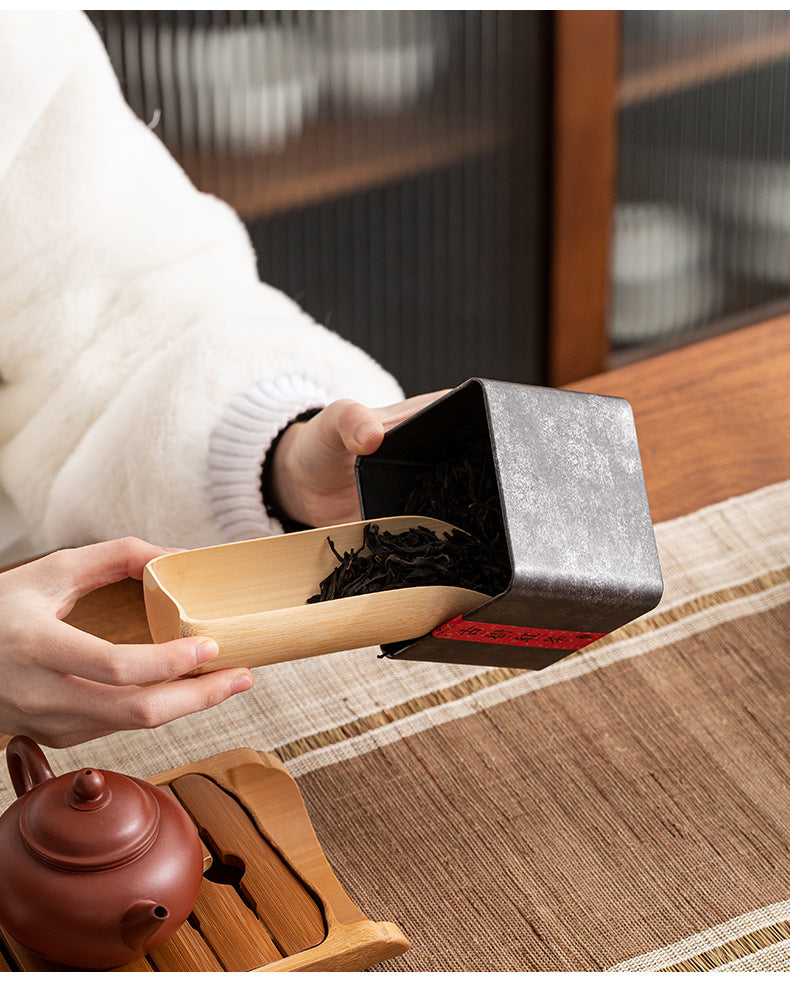 Old-fashioned bamboo tea spoon