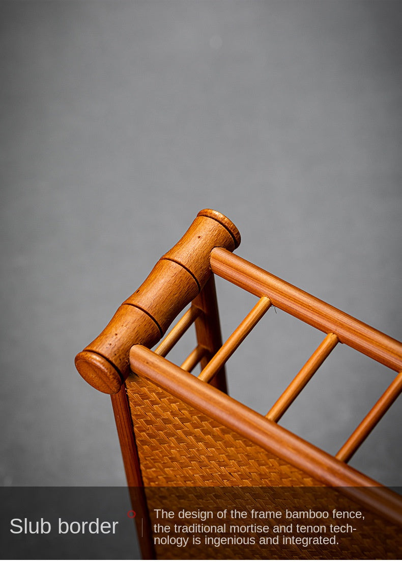 Bamboo Woven Tea Set Storage Basket Frame