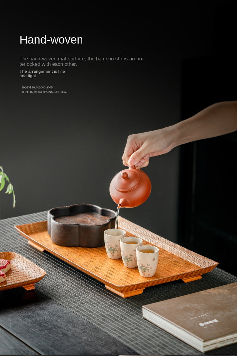 Chinese Style Bamboo Woven Tea Tray
