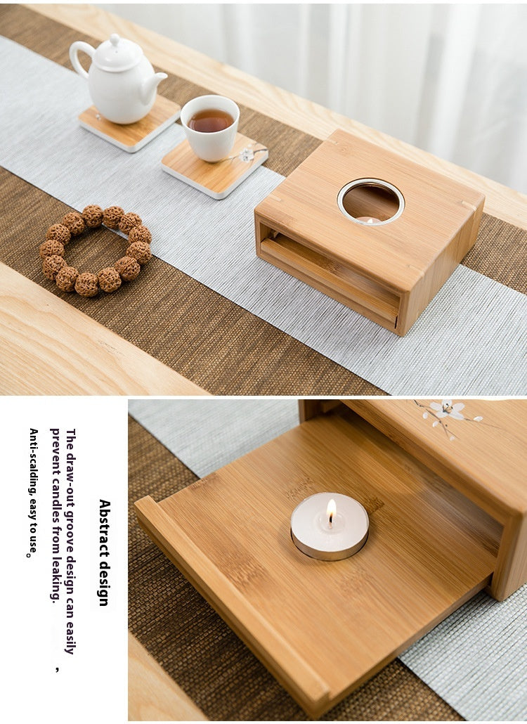 Bamboo Base Tea Warmer Candle Heater