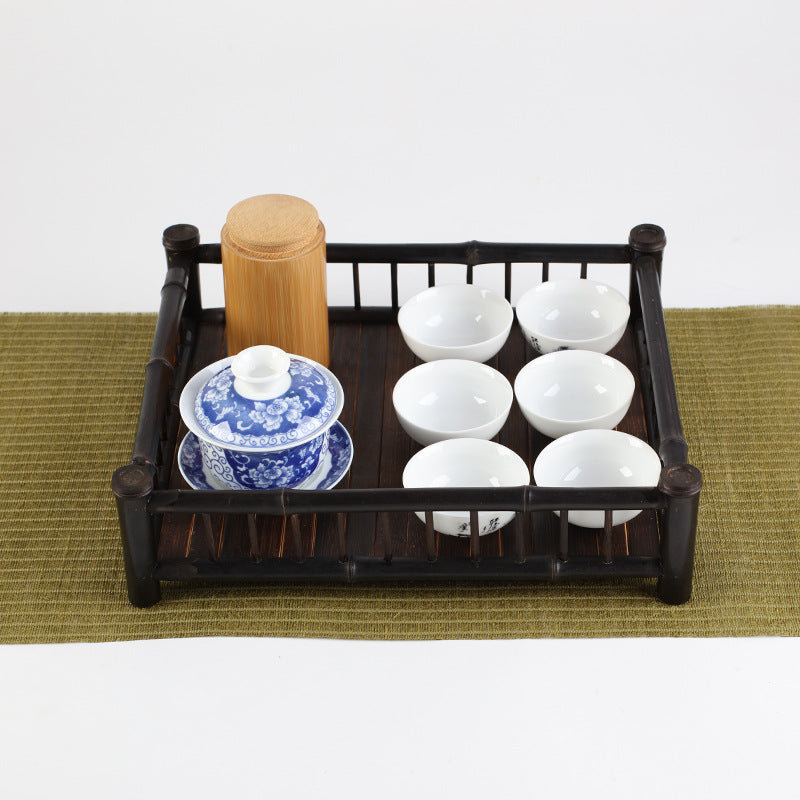 Zen-inspired Purple Bamboo Tea Tray