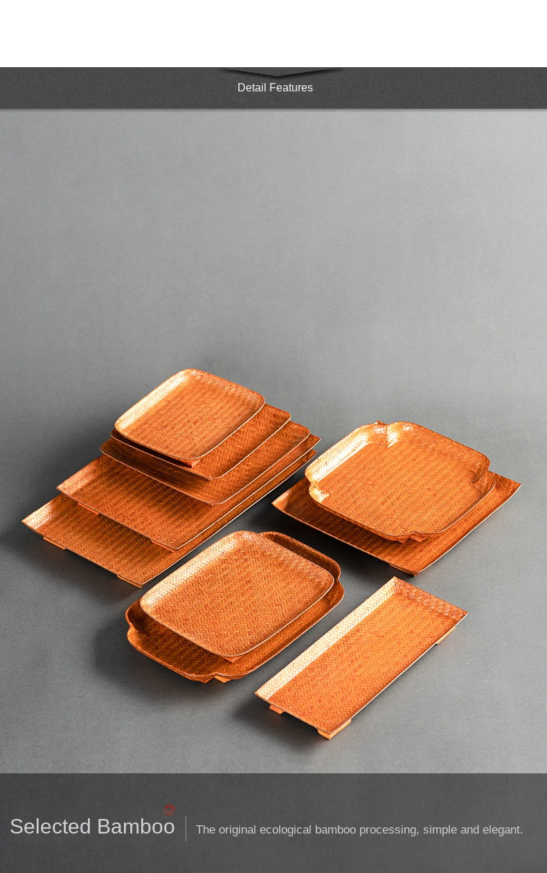 Chinese Style Bamboo Woven Tea Tray
