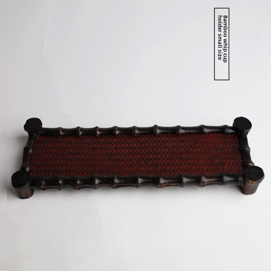 Old Bamboo Whip Mat Cup Holder Saucer