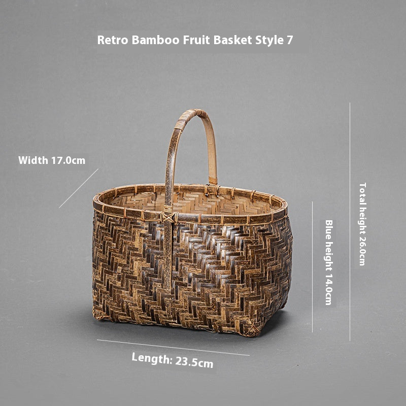 Bamboo Basket Old-Fashioned Portable Small Basket