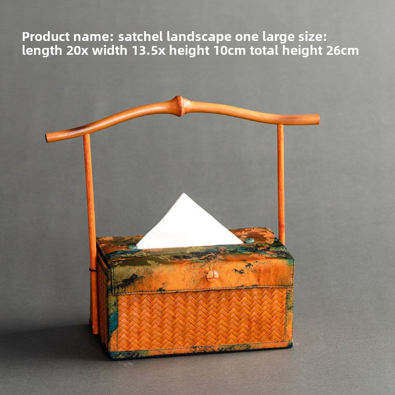 Chinese Style Retro Bamboo Woven Handheld Tissue Box