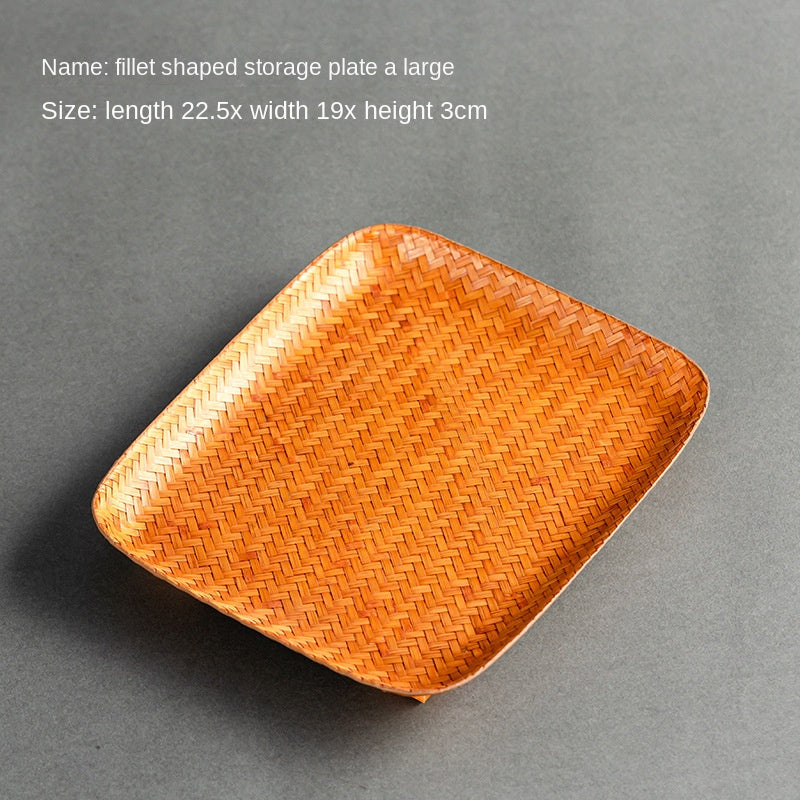 Chinese Style Bamboo Woven Tea Tray
