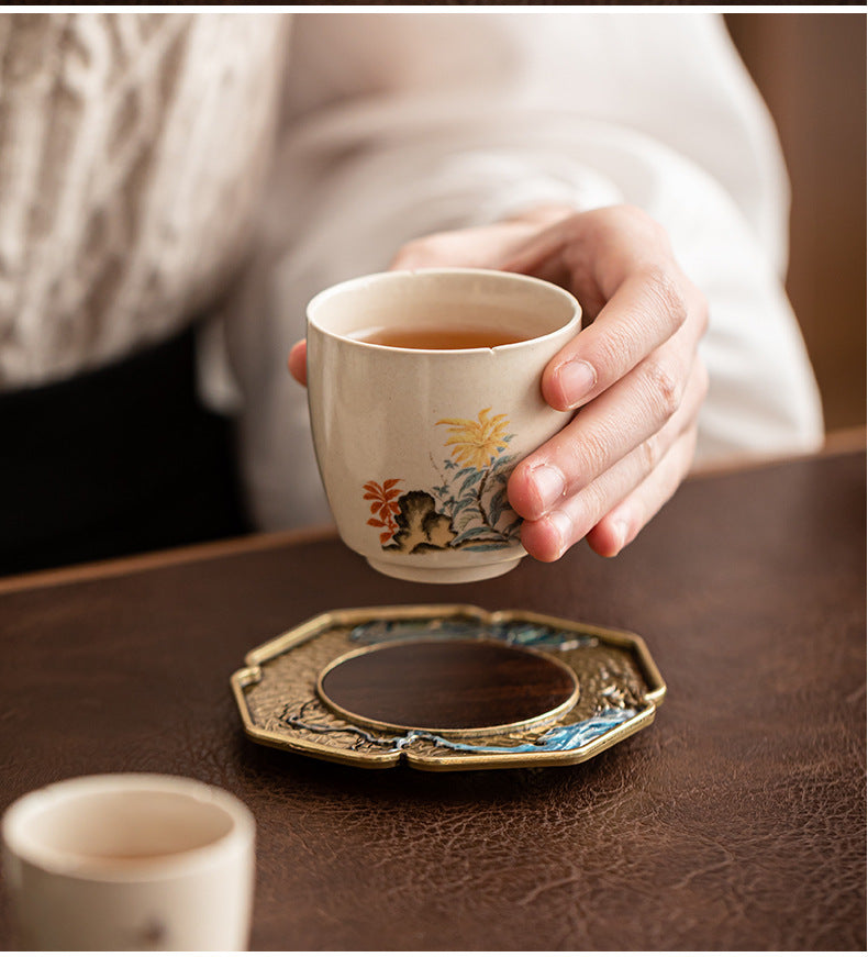 Enamel Japanese Style Metal Tea Cup Coaster