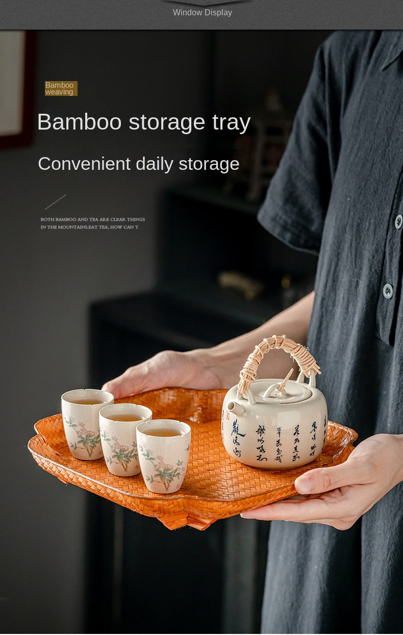 Chinese Style Bamboo Woven Tea Tray