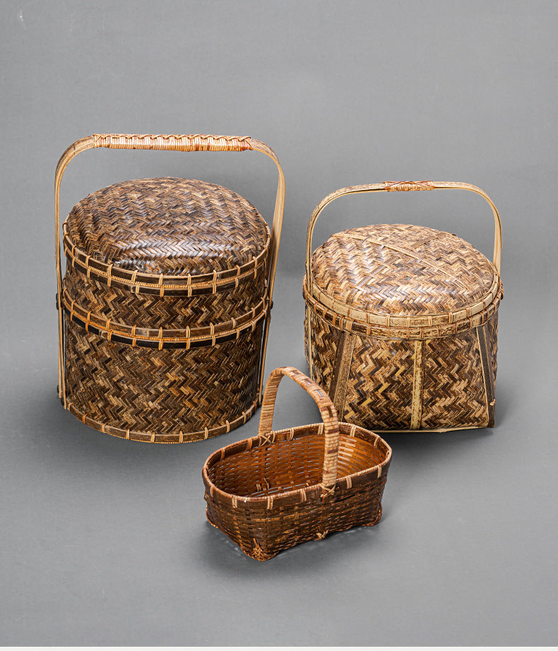 Bamboo Basket Old-Fashioned Portable Small Basket