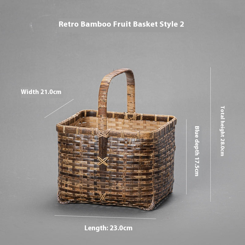 Bamboo Basket Old-Fashioned Portable Small Basket