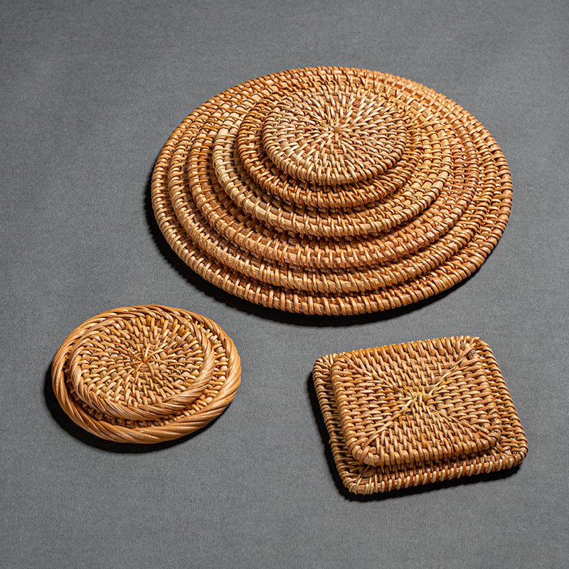 Rattan Woven Coaster Pot