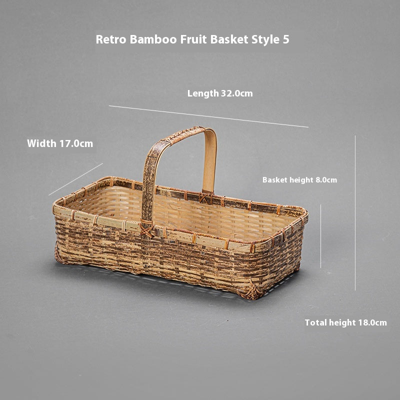 Bamboo Basket Old-Fashioned Portable Small Basket