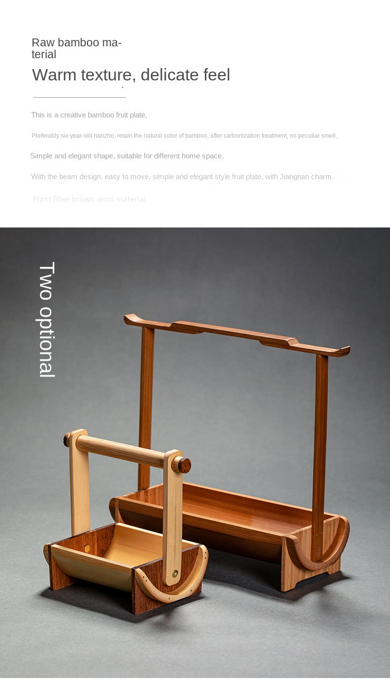 Chinese Style Bamboo Handle Tea Tray