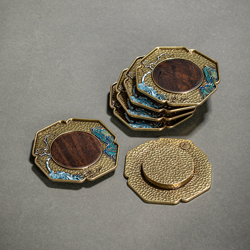 Enamel Japanese Style Metal Tea Cup Coaster