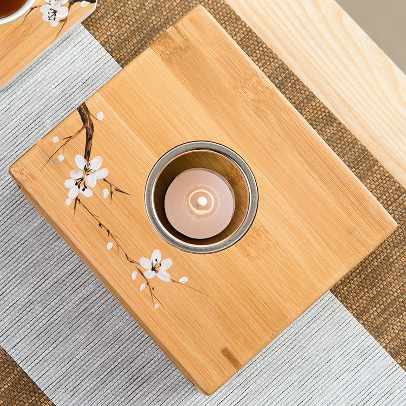 Bamboo Base Tea Warmer Candle Heater
