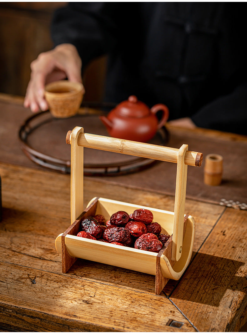 Chinese Style Bamboo Handle Tea Tray