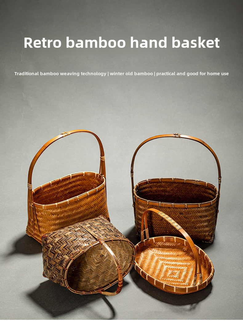 In Chinese Antique Style Bamboo Woven Cabas