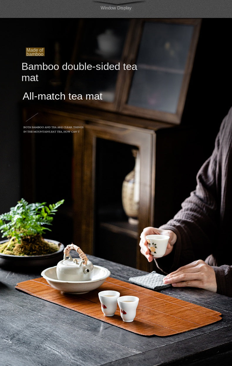 Large Lacquered Bamboo Tea Mat