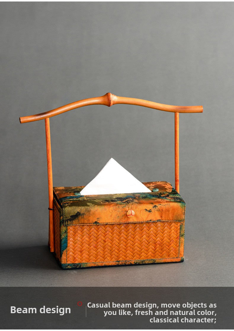 Chinese Style Retro Bamboo Woven Handheld Tissue Box