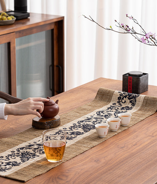 Hand-woven hemp grass tea mat